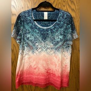Red, white & blue rhinestone burnout tee